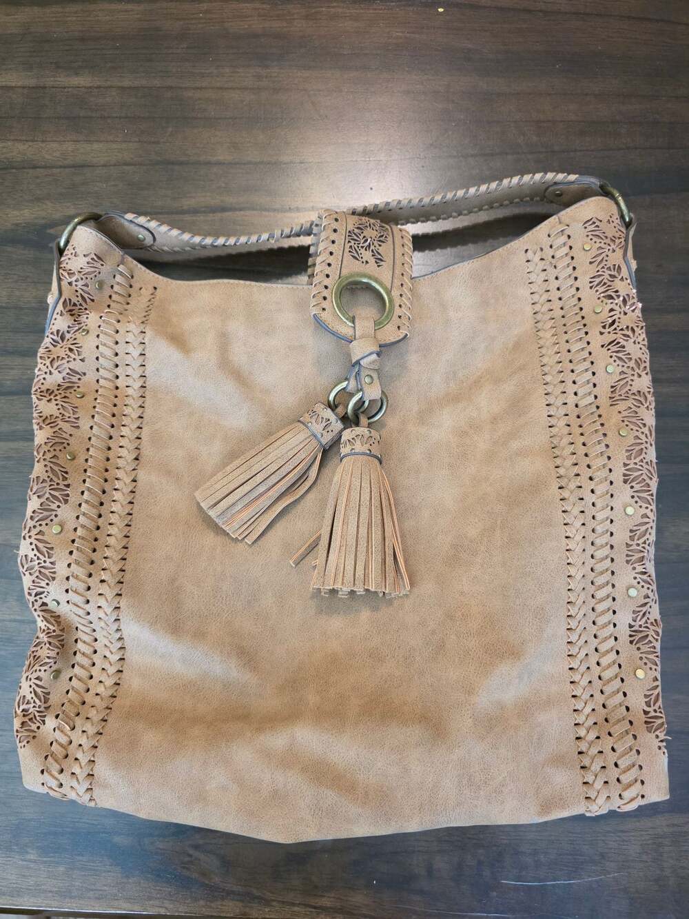 Elle & Jae Gypset Faux Suede Hobo Shoulder Bag with Tassels